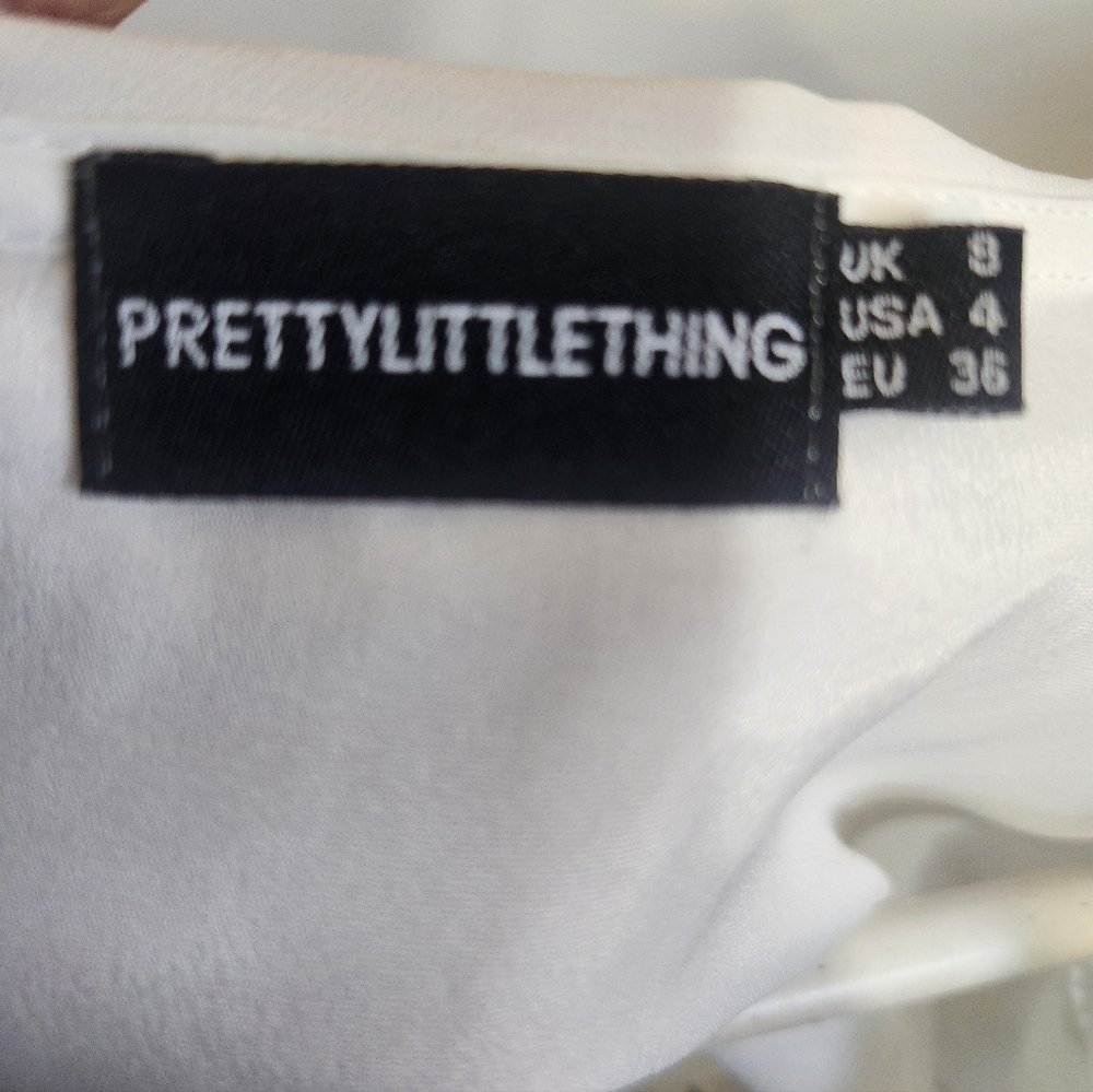 Romantic white dress NEW ruffled cutout details and pleated skirt. Shabby CHIC S - Picture 7 of 13